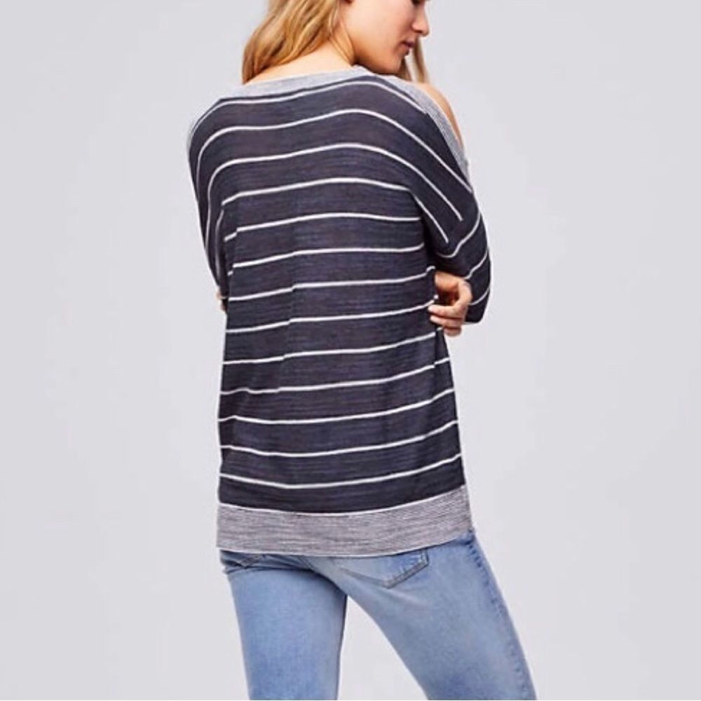 Loft cold shoulder striped sweater‎